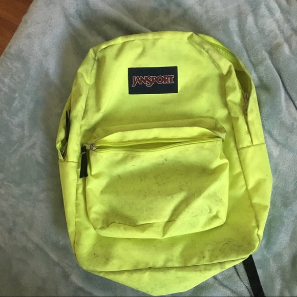 neon green jansport backpack
